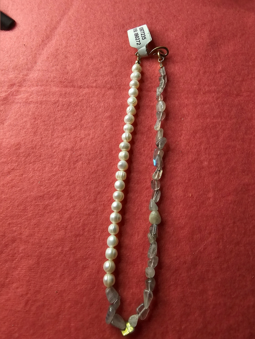 Pearl and Clear Gemstone Strand Necklace -    NWT FREE PEOPLE NECKLACE..